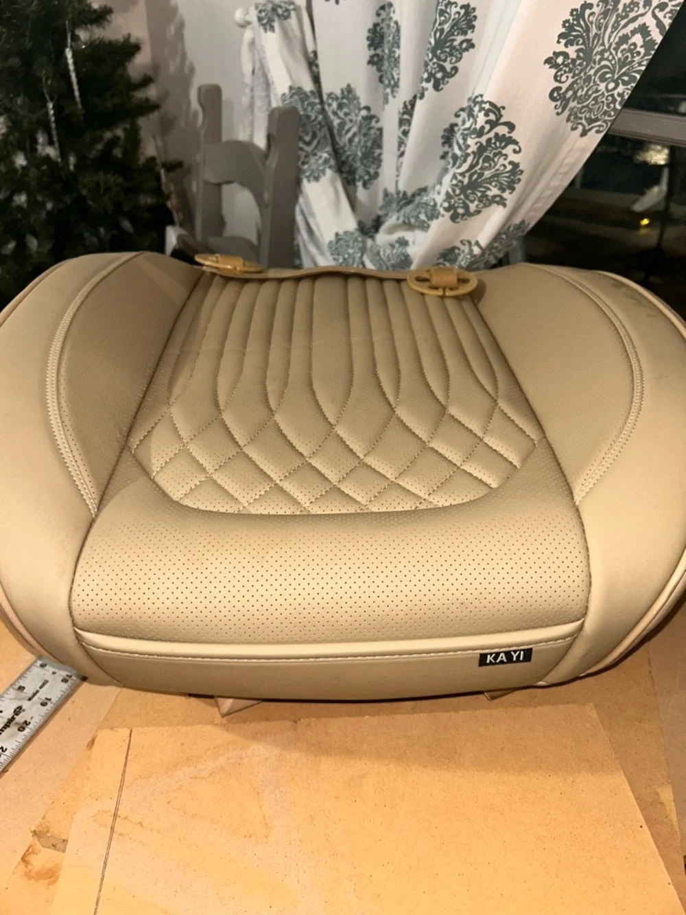 KAYI Quilted Perforated Car Seat Cushion - Beige
